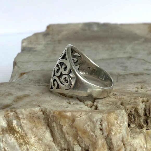 Sterling Silver 925 0.69" Wide Scrollwork Celtic Style Band Ring Size 7.25 - Picture 15 of 16